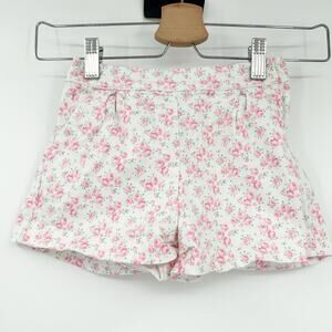 Janie and Jack Girls Boho Cottagecore Resortwear Floral Shorts Size 6 Pink White